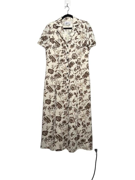 Danny & Nicole Dresses & Skirts - Vintage Cream and Brown Floral Print Button-Up Dress Large